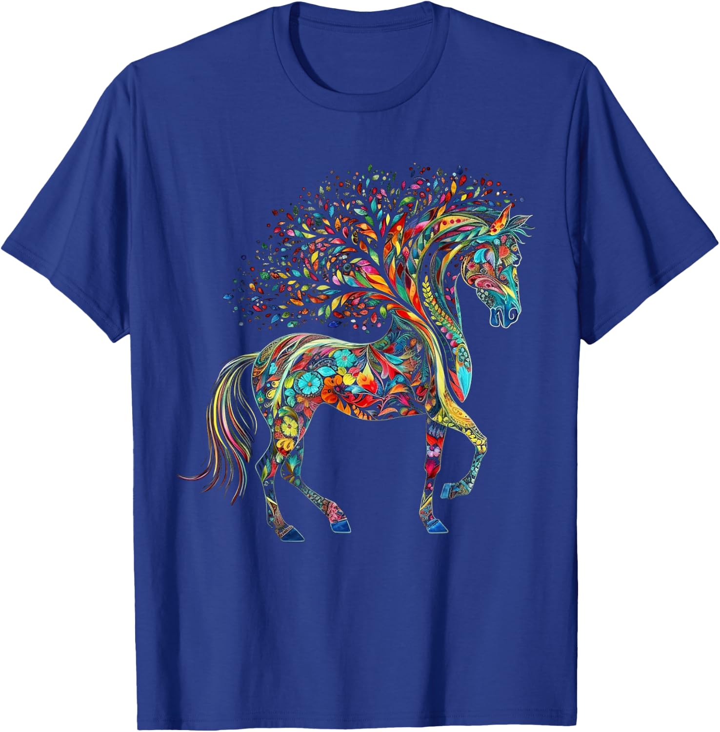 Horse Artwork Tree Colourful Animal Horse T-Shirt - T-Shirt | Royal