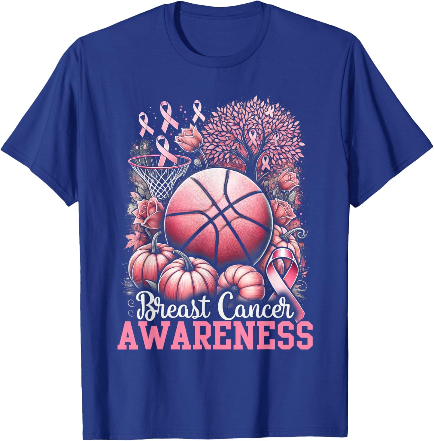 Basketball Breast Cancer Awareness T-Shirt - T-Shirt | Royal