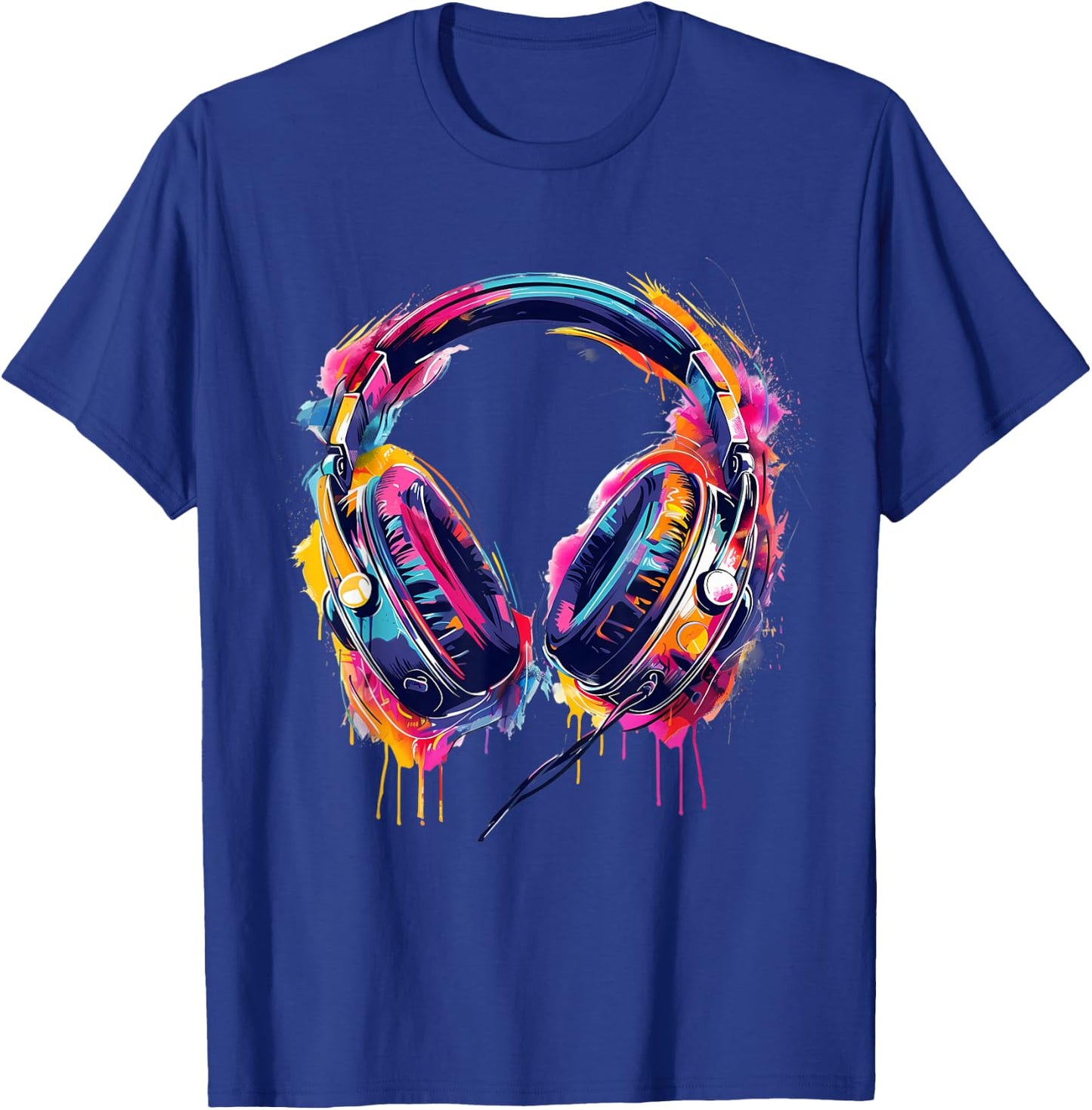 Headphones Music DJ Splash EDM Beatmaker Techno House Music T-Shirt - T-Shirt | Royal