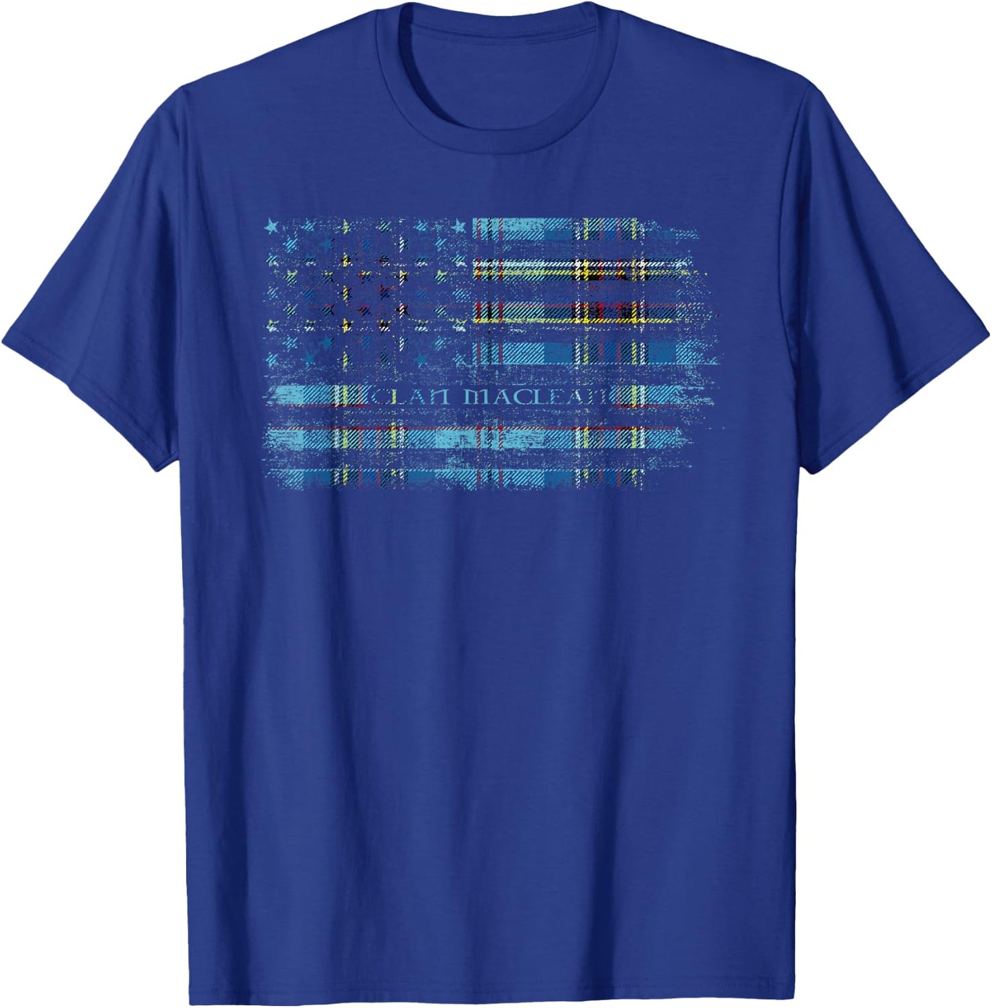 Clan Maclean Scottish tartan US flag kilt Scotland T-Shirt - T-Shirt | Royal