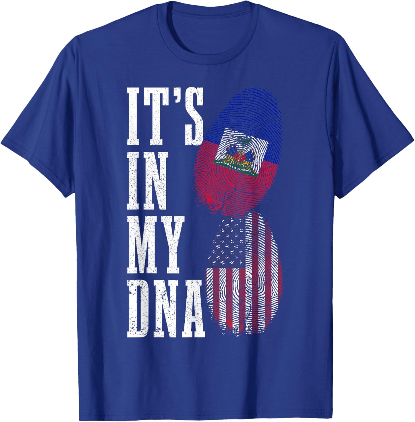 Haiti USA It's in My DNA American Flag Pride Haitian Roots T-Shirt - T-Shirt | Royal