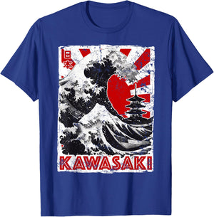 Kawasaki City Kanagawa Wave Retro Flag Red-Sun Kawasaki T-Shirt - T-Shirt | Royal