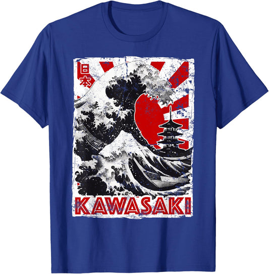 Kawasaki City Kanagawa Wave Retro Flag Red-Sun Kawasaki T-Shirt - T-Shirt | Royal