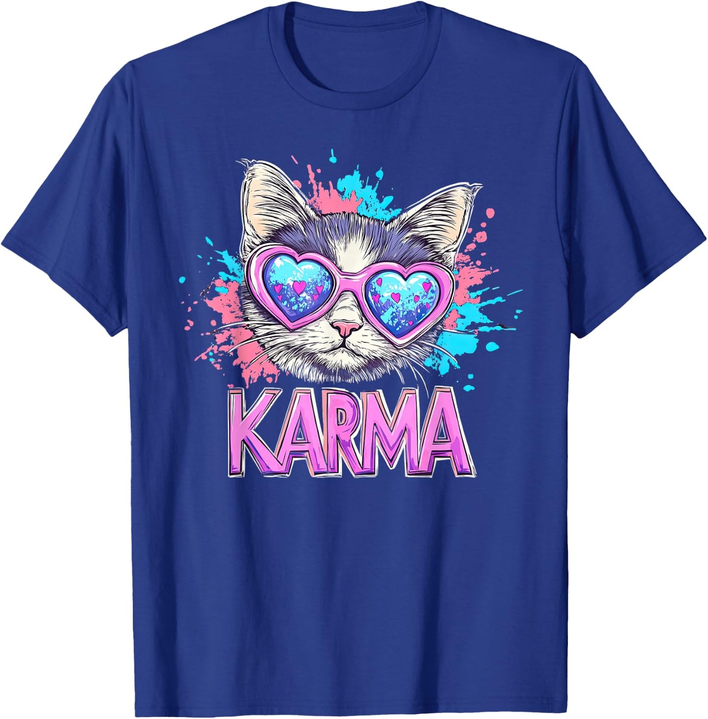 Vintage Cat Karma lovers For Teens Girls Women Men T-Shirt - T-Shirt | Royal