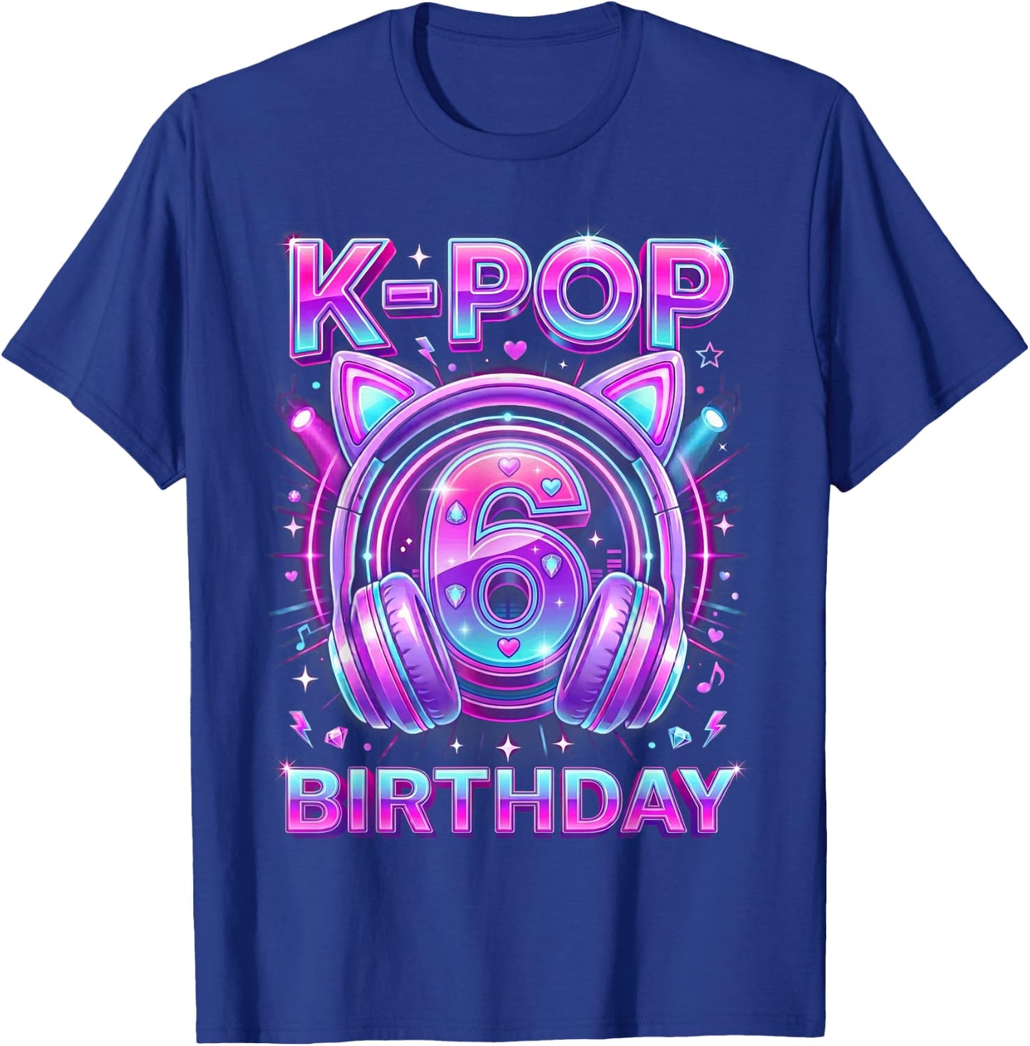 K-Pop 6th Birthday Kpop Girl 6 Year Old Korean Music T-Shirt - T-Shirt | Royal