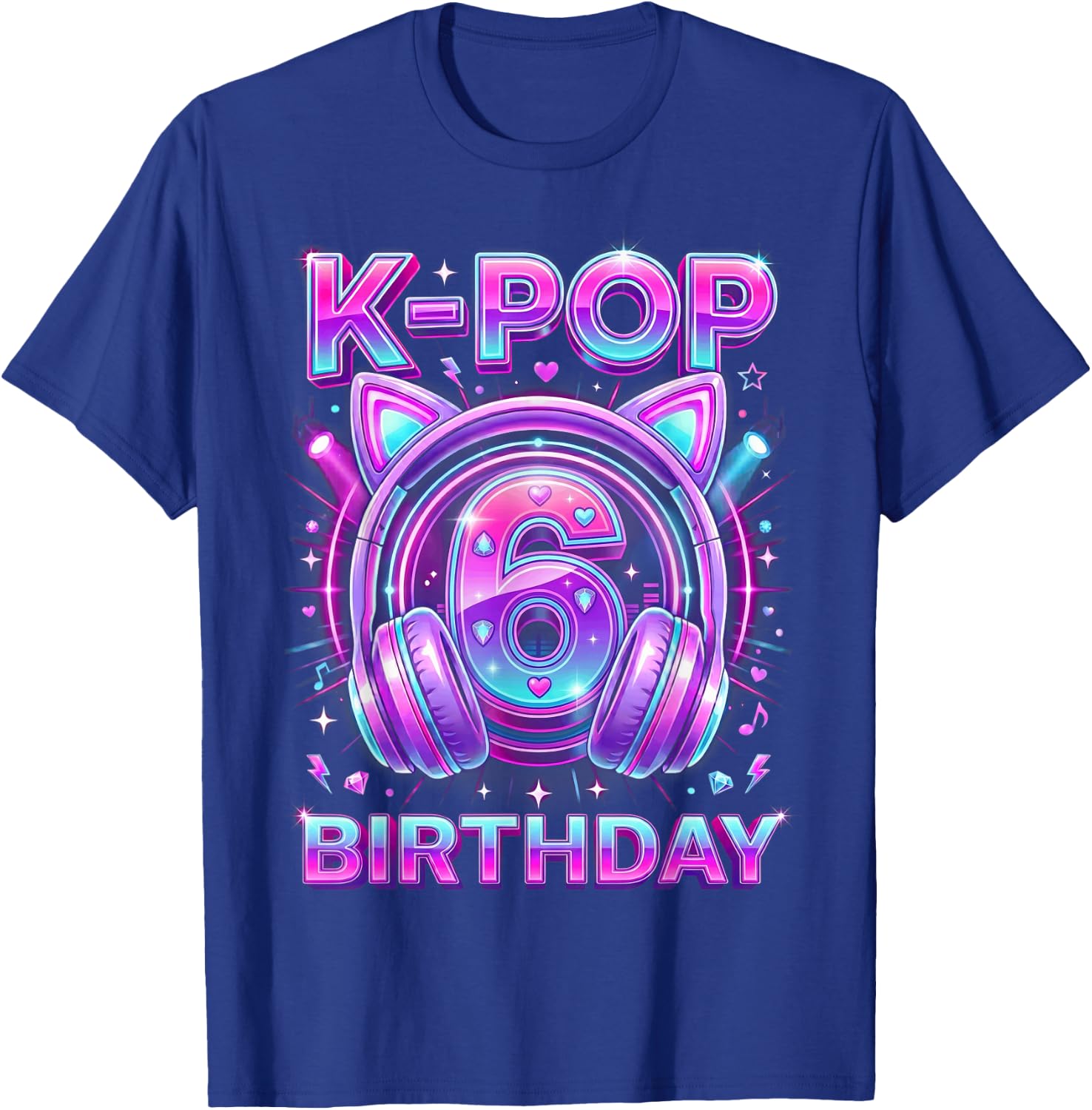 K-Pop 6th Birthday Kpop Girl 6 Year Old Korean Music T-Shirt - T-Shirt | Royal