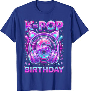 K-Pop 6th Birthday Kpop Girl 6 Year Old Korean Music T-Shirt - T-Shirt | Royal