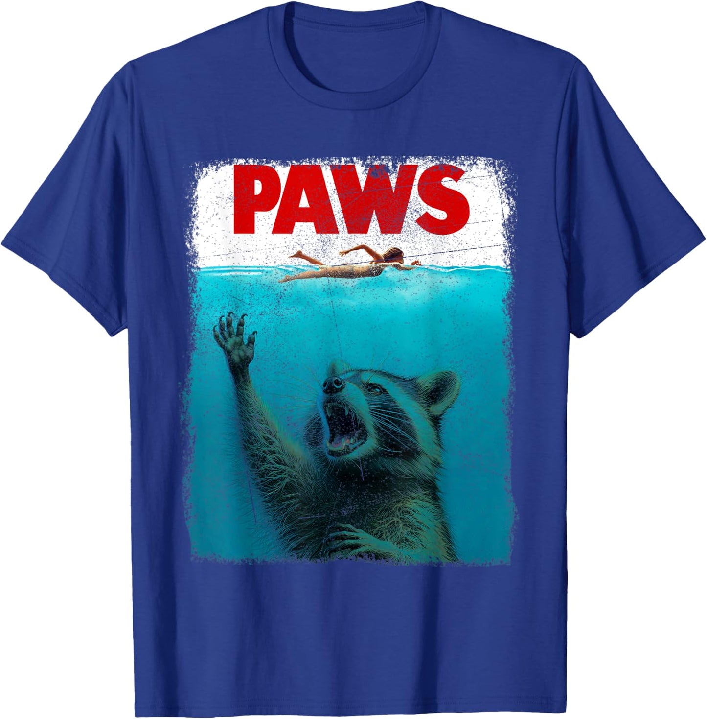 Raccoon Paws Funny Swimming Shark Vintage Retro Humor T-Shirt - T-Shirt | Royal