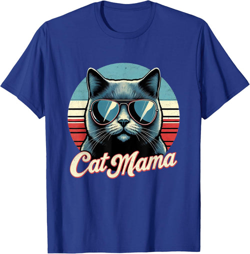 Cat Mama Cool Russian Blue Cat Mother's Day Retro Cat Mom Women Girls Kids