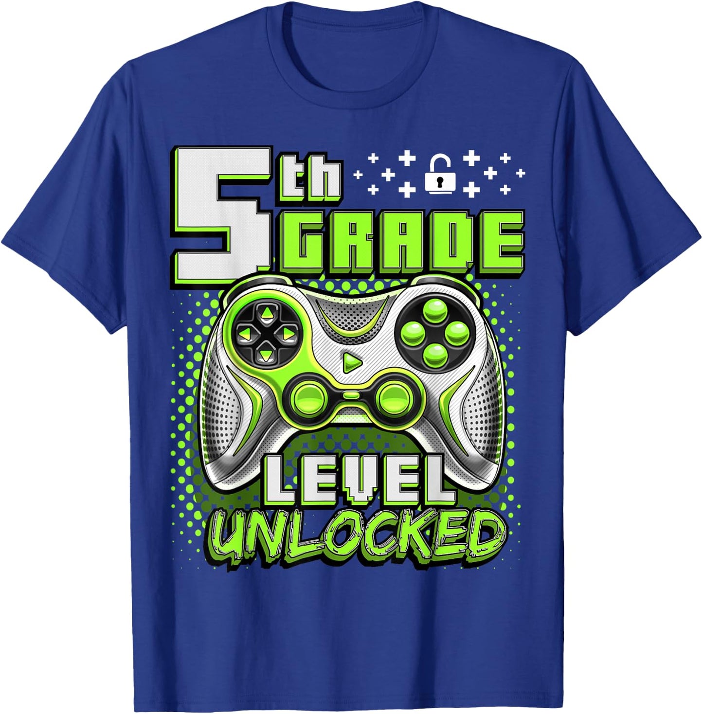 Back to School 5th Grade Boys Gamer First Day School Level T-Shirt - T-Shirt | Royal