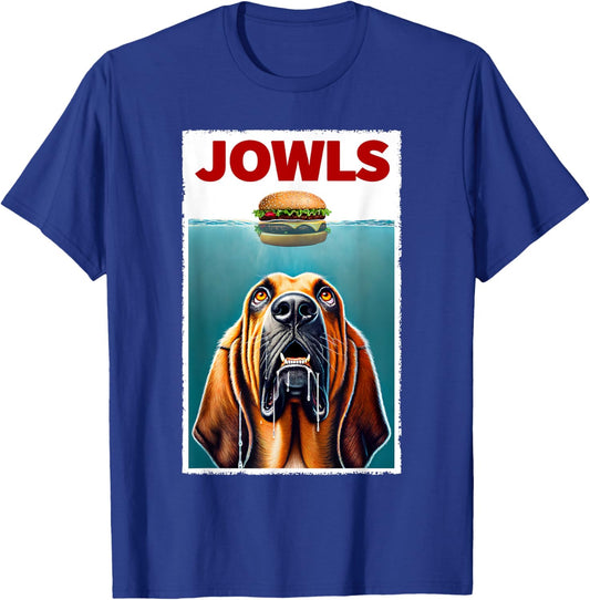 Funny Bloodhound and Hamburger Parody Jowls Dog Lover T-Shirt - T-Shirt | Royal