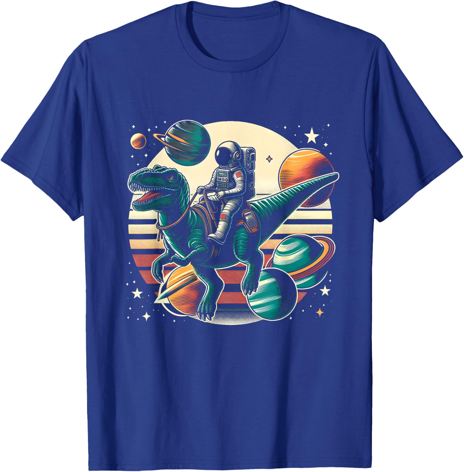 Astronaut T Rex Space Dinosaur Women Men Kids Birthday Funny T-Shirt - T-Shirt | Royal