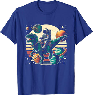 Astronaut T Rex Space Dinosaur Women Men Kids Birthday Funny T-Shirt - T-Shirt | Royal