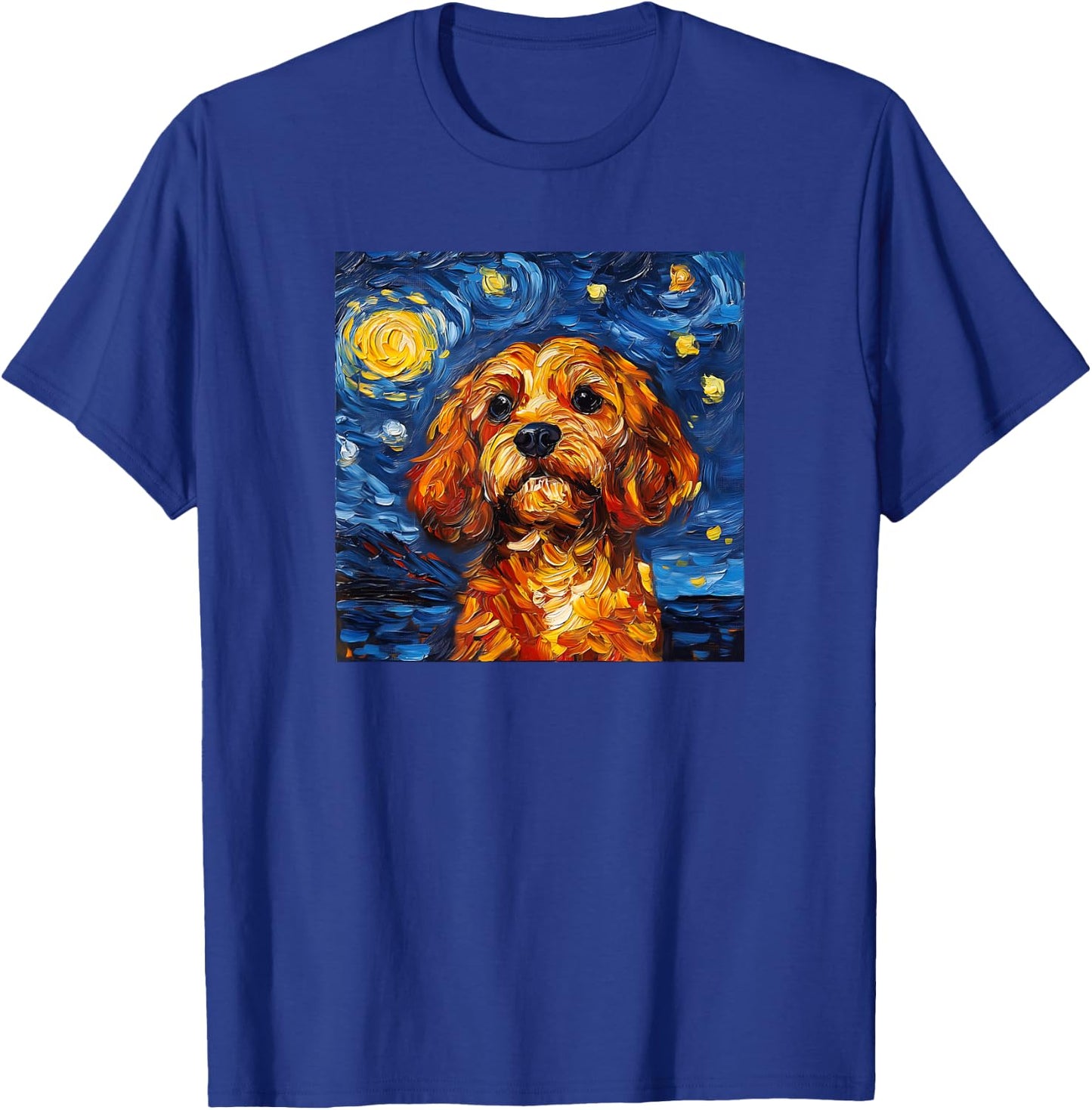 Cute Cavapoo Starry Night Dog Art T-Shirt - T-Shirt | Royal