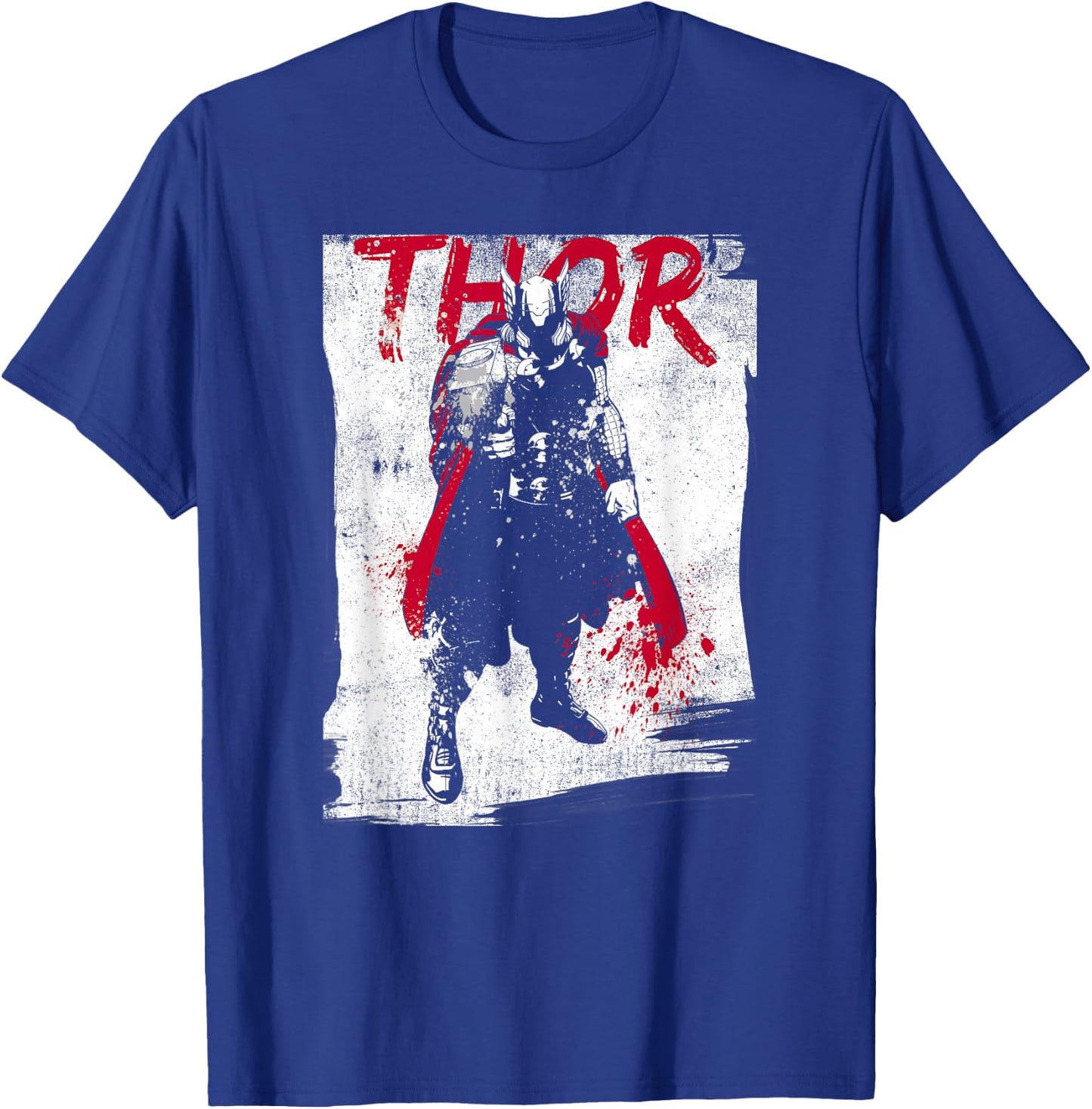 Marvel Avengers Classic Thor Grunge Paint Splatter Poster T-Shirt - T-Shirt | Royal