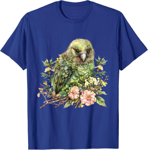 Kakapo Bird Wildlife Floral Drawing Jungle Kakapo Bird Lover T-Shirt - T-Shirt | Royal