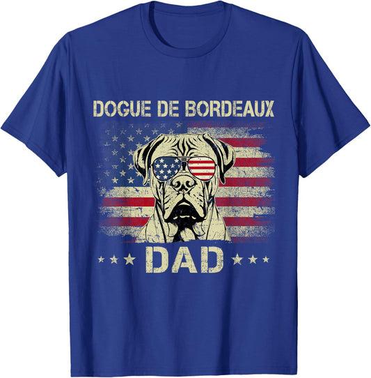 Dogue De Bordeaux Dad Dog Vintage American Flag 4th Of July Men Women Kids T-Shirt - T-Shirt | Royal
