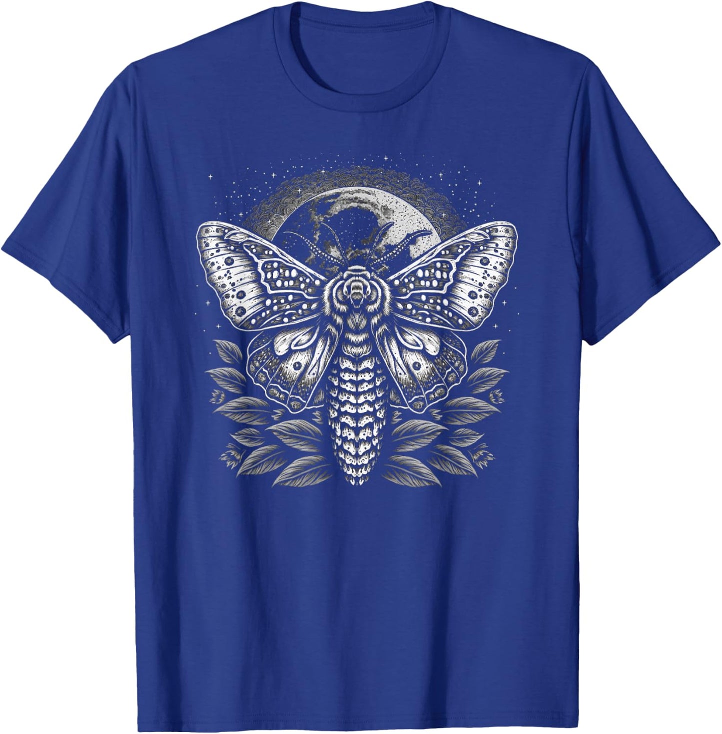 Moth Moon Night Sky Folkloric Wiccan Nature Goth Version 2 T-Shirt - T-Shirt | Royal