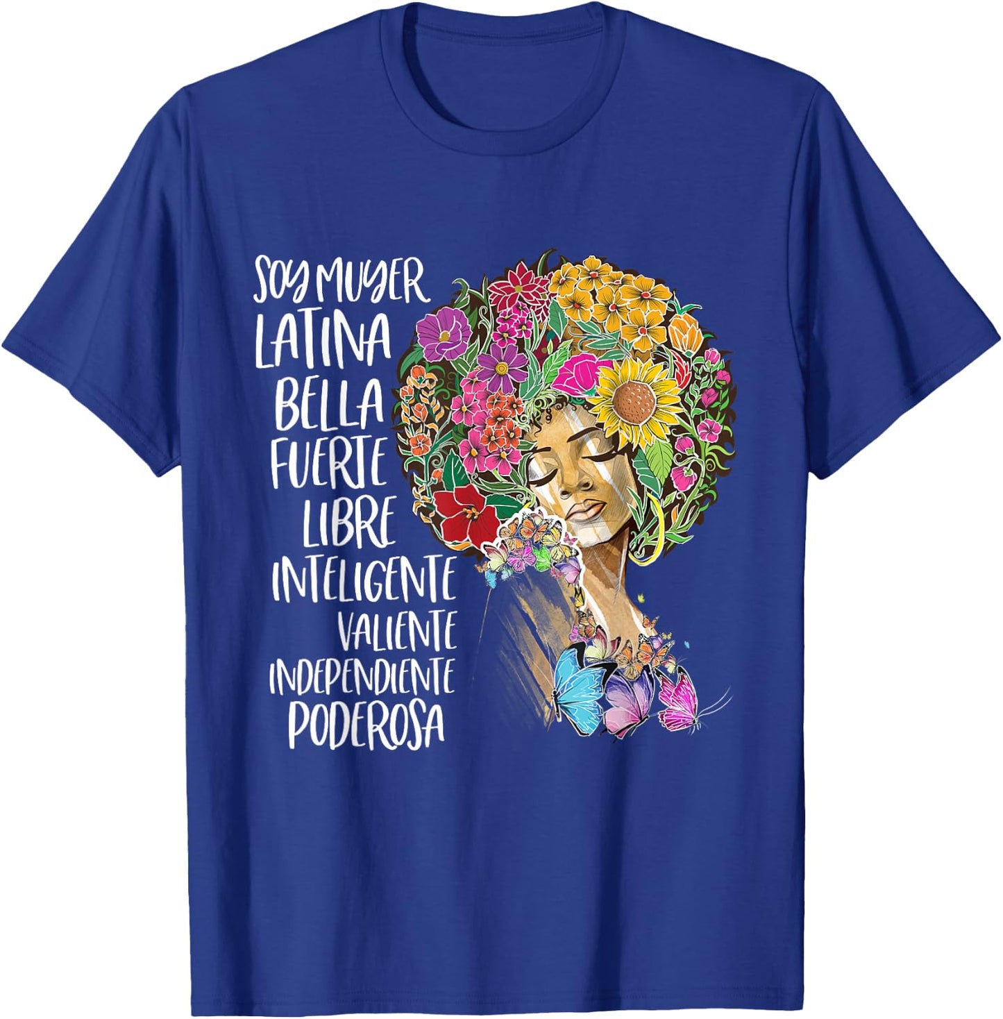 Soy Muyer Latina Afro American Flower Afro Spanish T-Shirt - T-Shirt | Royal