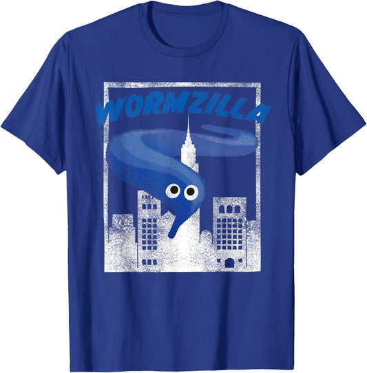 Worm On A String Meme Blue Wormzilla Retro Japanese Style T-Shirt - T-Shirt | Royal