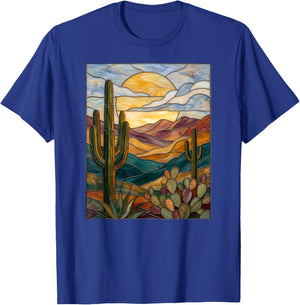 Stained Glass Cactus Artful Trendy T-Shirt - T-Shirt | Royal