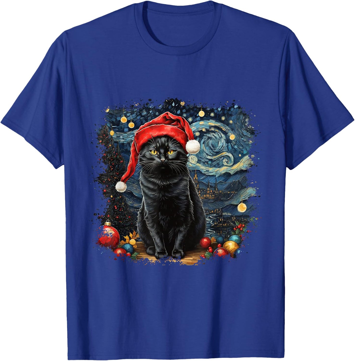 Cat , Starry Night Cat, Cat Shirt, Van Gogh Cat T-Shirt - T-Shirt | Royal