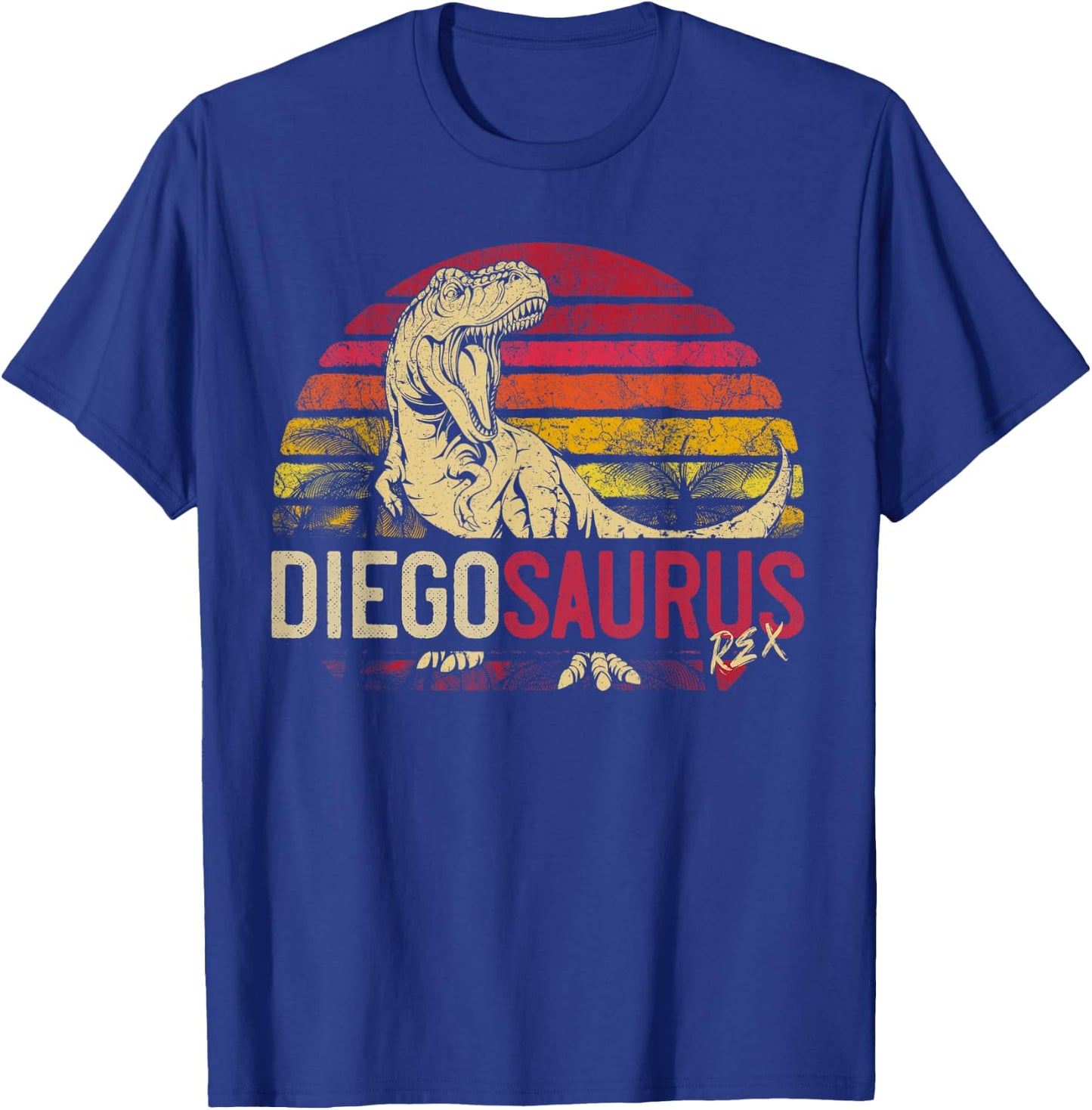 Diego Saurus Funny Personalized Dinosaur T Rex Name Boy Gift T-Shirt - T-Shirt | Royal