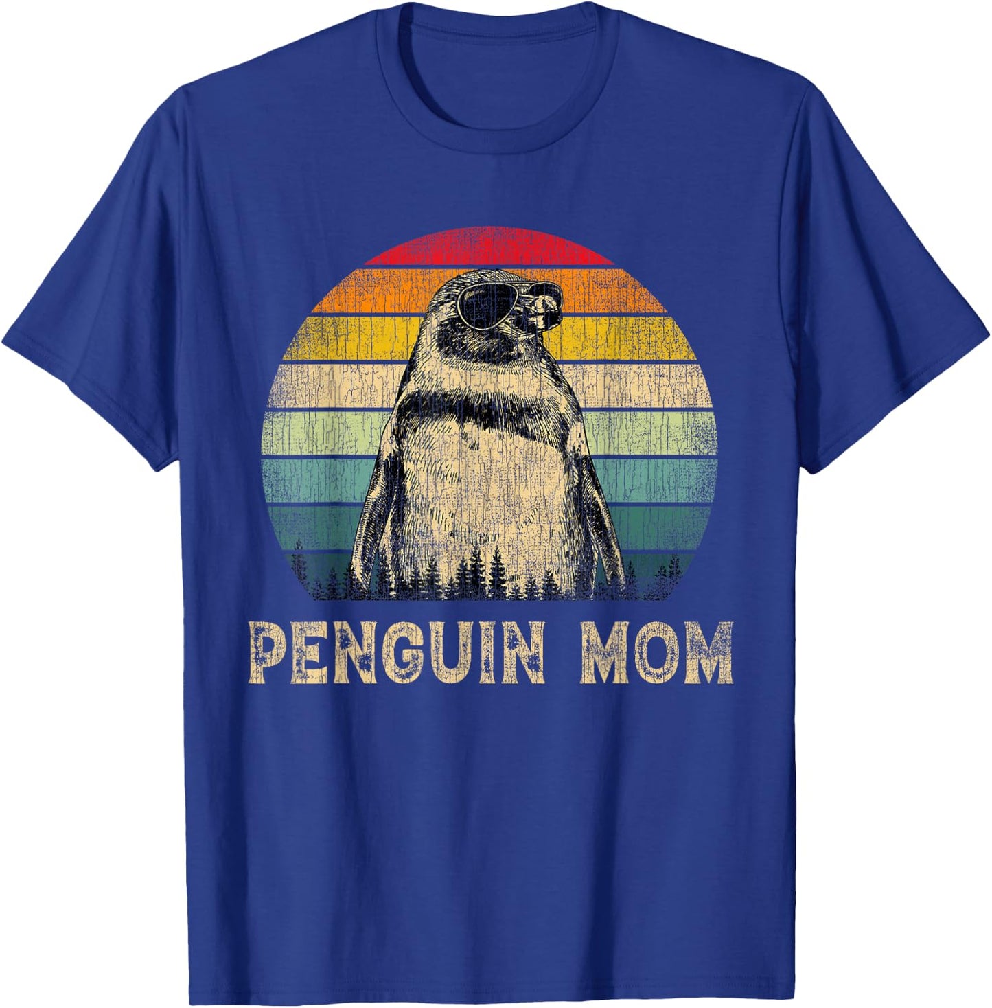 Vintage Penguin Mom Penguin Lovers Mommy Mother's Day T-Shirt - T-Shirt | Royal