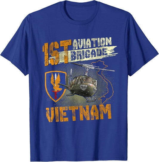 1st Aviation Brigade Vietnam Veteran Pilot Door Gunner T-Shirt - T-Shirt | Royal