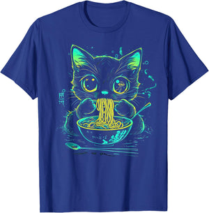 Anime Ramen Cat Japanese Retro Noodles Aesthetic Kawaii Cat T-Shirt - T-Shirt | Royal