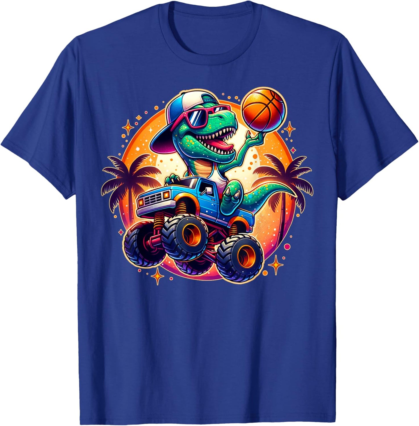 Funny T-rex Dinosaur Basketball Player Kids Toddlers Youth T-Shirt - T-Shirt | Royal