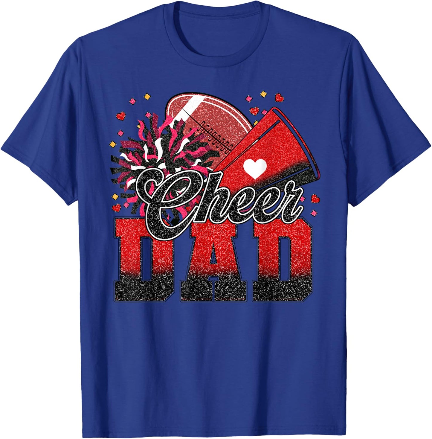 Red Black Football Cheer Dad Women Men Vintage Cheerleader T-Shirt - T-Shirt | Royal