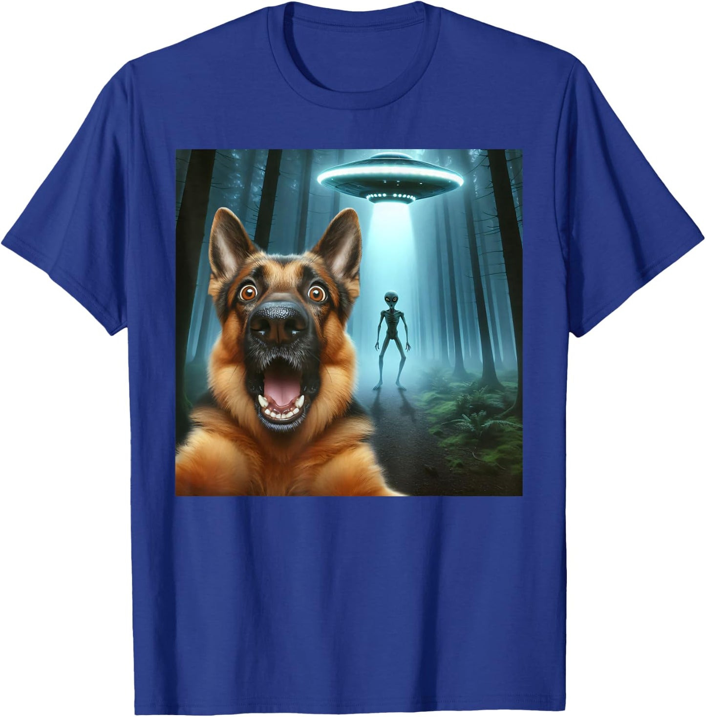 German shepherd Selfie alien UFO funny German shepherd mom T-Shirt - T-Shirt | Royal