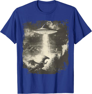 Fantasy Dragon Retro Art Sci-Fi Alien Ufo T-Shirt - T-Shirt | Royal