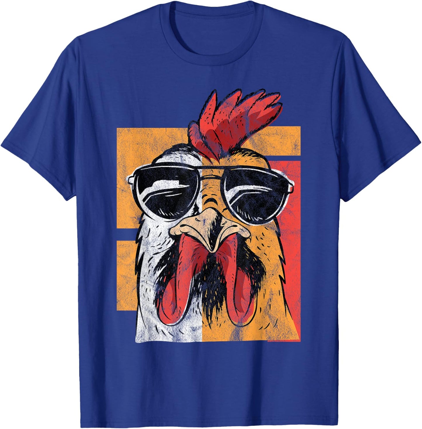 Cool Rooster Wearing Sunglasses Retro Vintage Chicken T-Shirt - T-Shirt | Royal