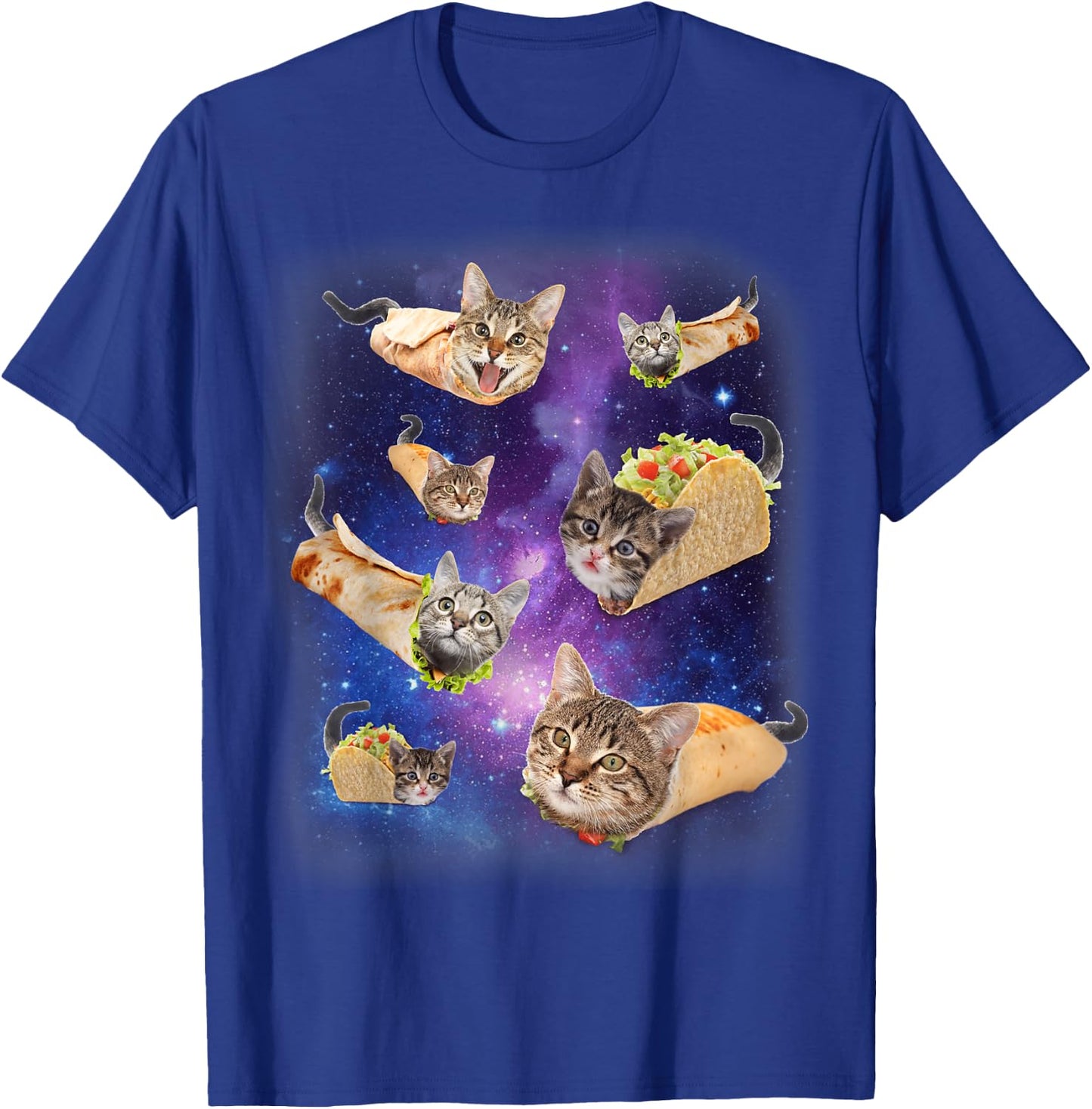 Burrito Cat and Taco Cat Space Galaxy Meme Tacocat Silly T-Shirt - T-Shirt | Royal
