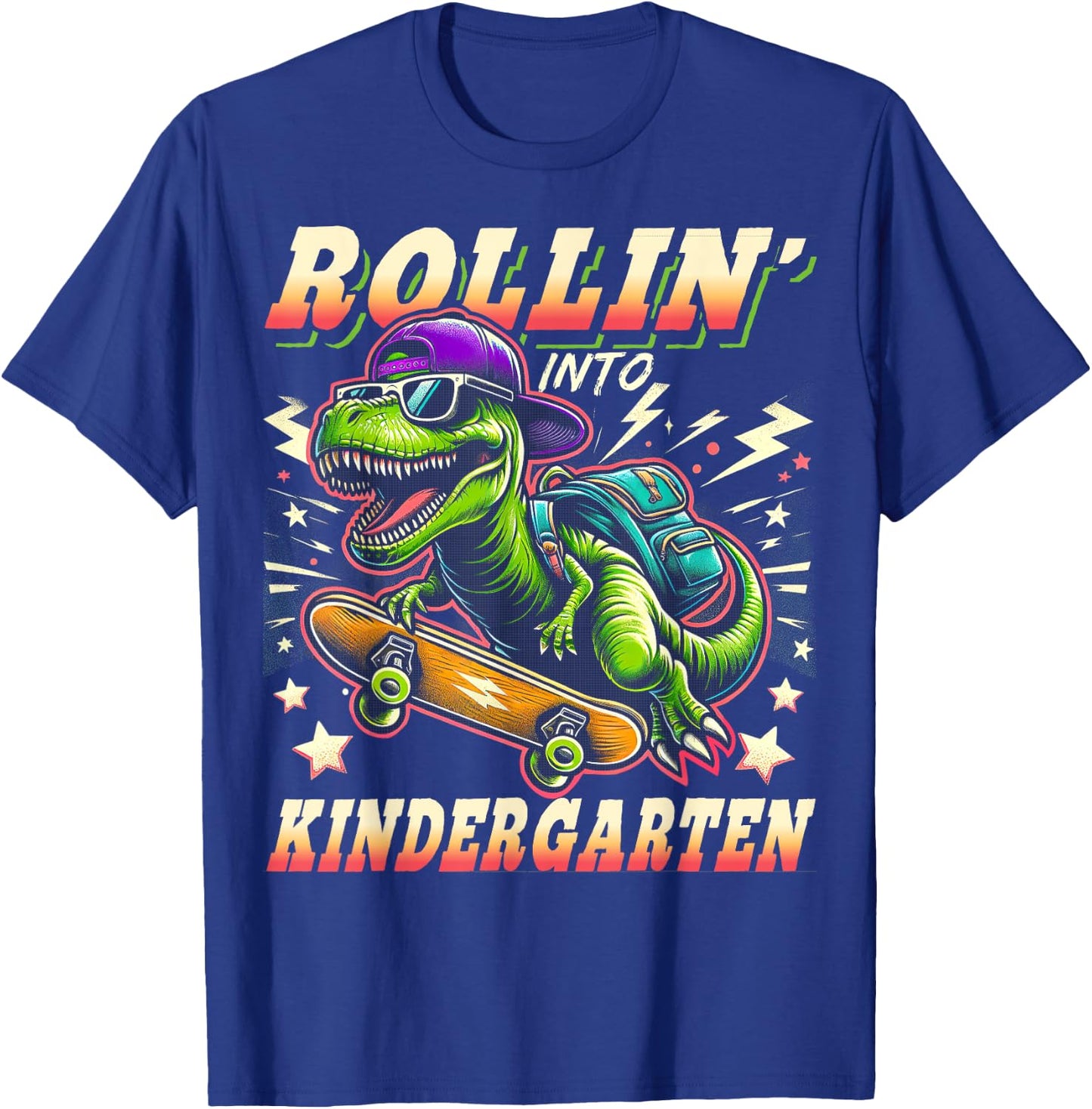 Back to School Kindergarten Dinosaur First Day of School Boy T-Shirt - T-Shirt | Royal