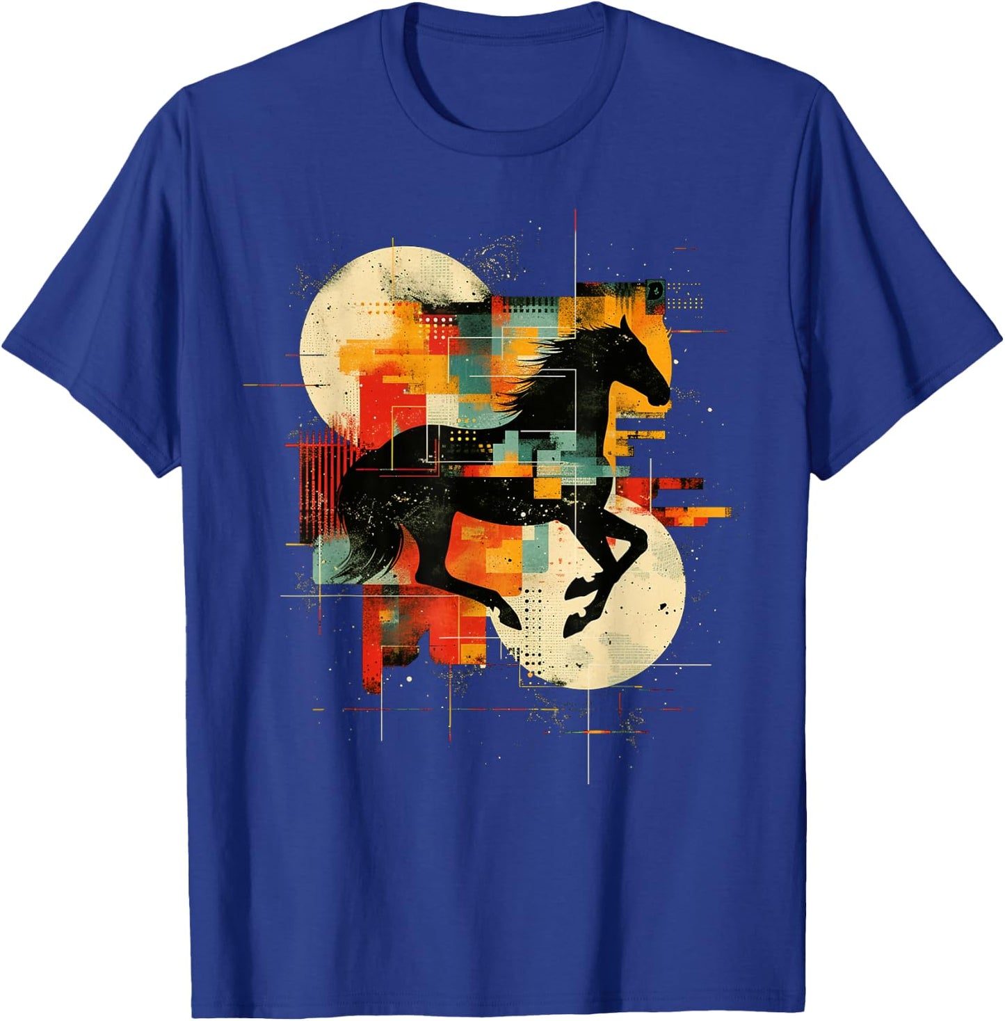 Artsy Equestrian vaulter on Abstract Art Equestrian Vaulting T-Shirt - T-Shirt | Royal
