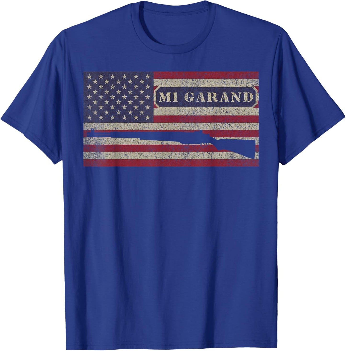 M1 Garand WWII Rifle USA Patriotic American Flag T-Shirt - T-Shirt | Royal