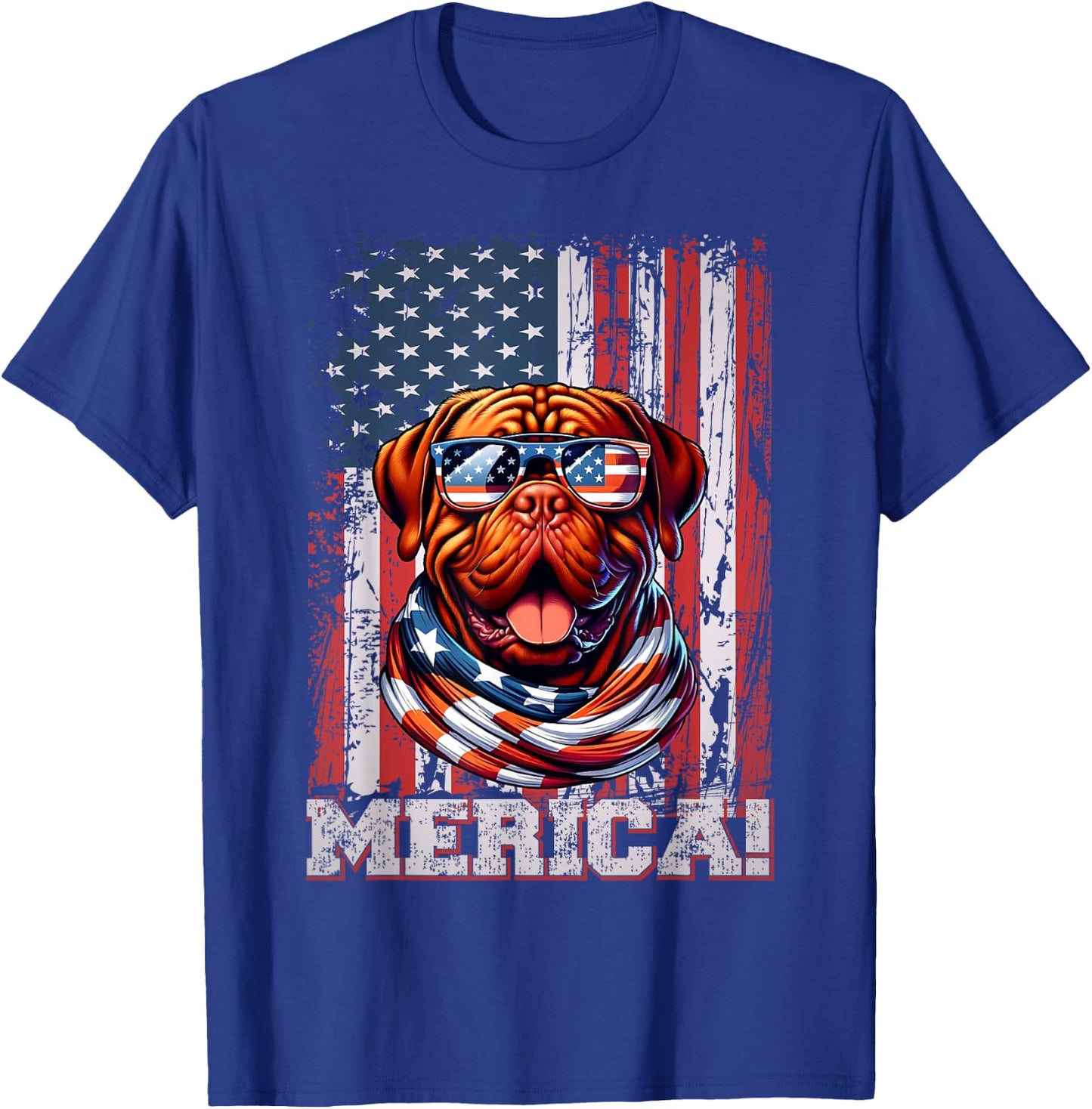 Dogue de Bordeaux Dog Lover US Flag 4th Of July Patriotic T-Shirt - T-Shirt | Royal