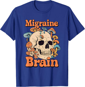 Chronic Migraine Awareness Month Brain Skull Purple Ribbon T-Shirt - T-Shirt | Royal