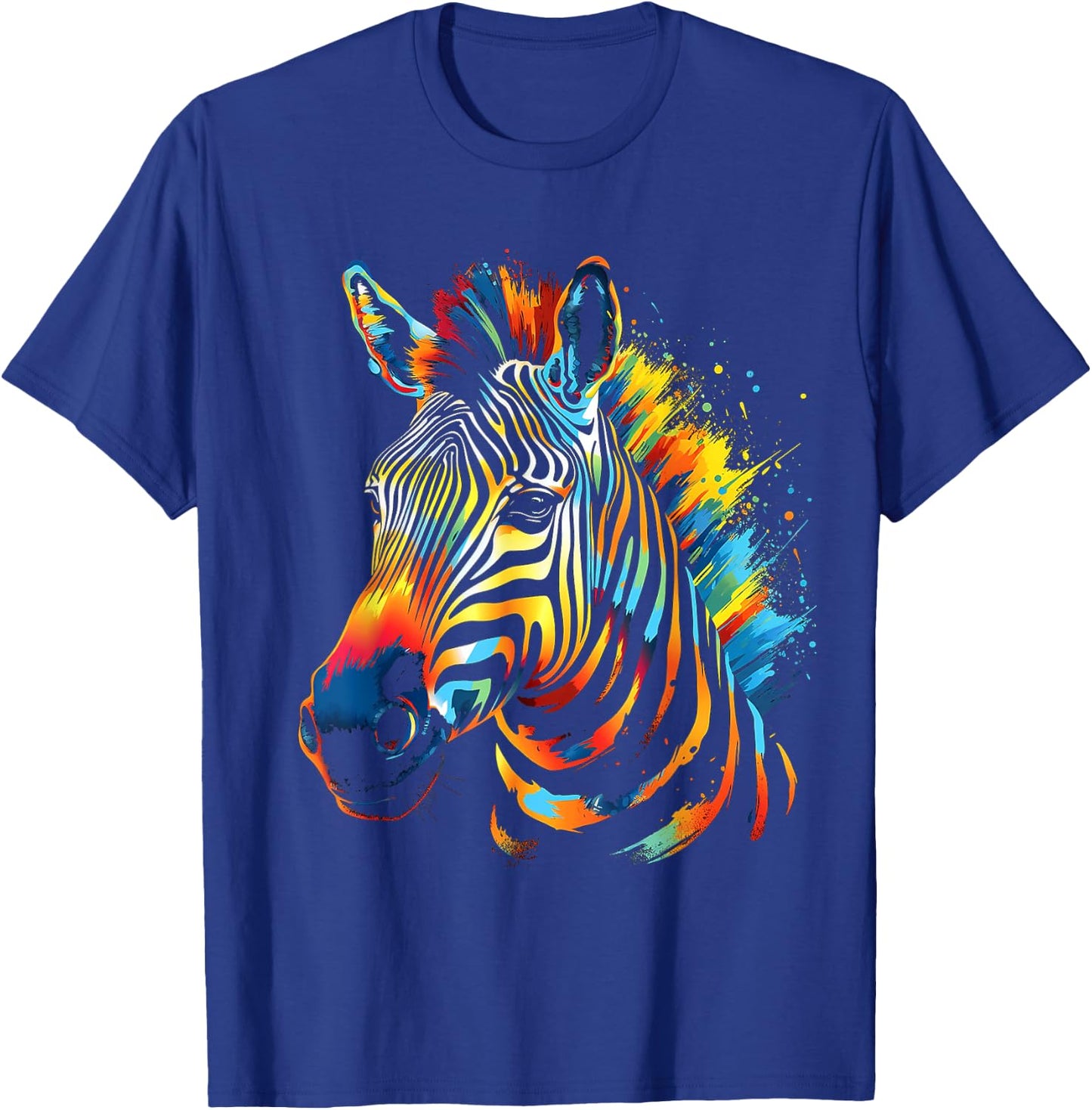 Zebra Colorful Animal Motif Art Zebra T-Shirt - T-Shirt | Royal