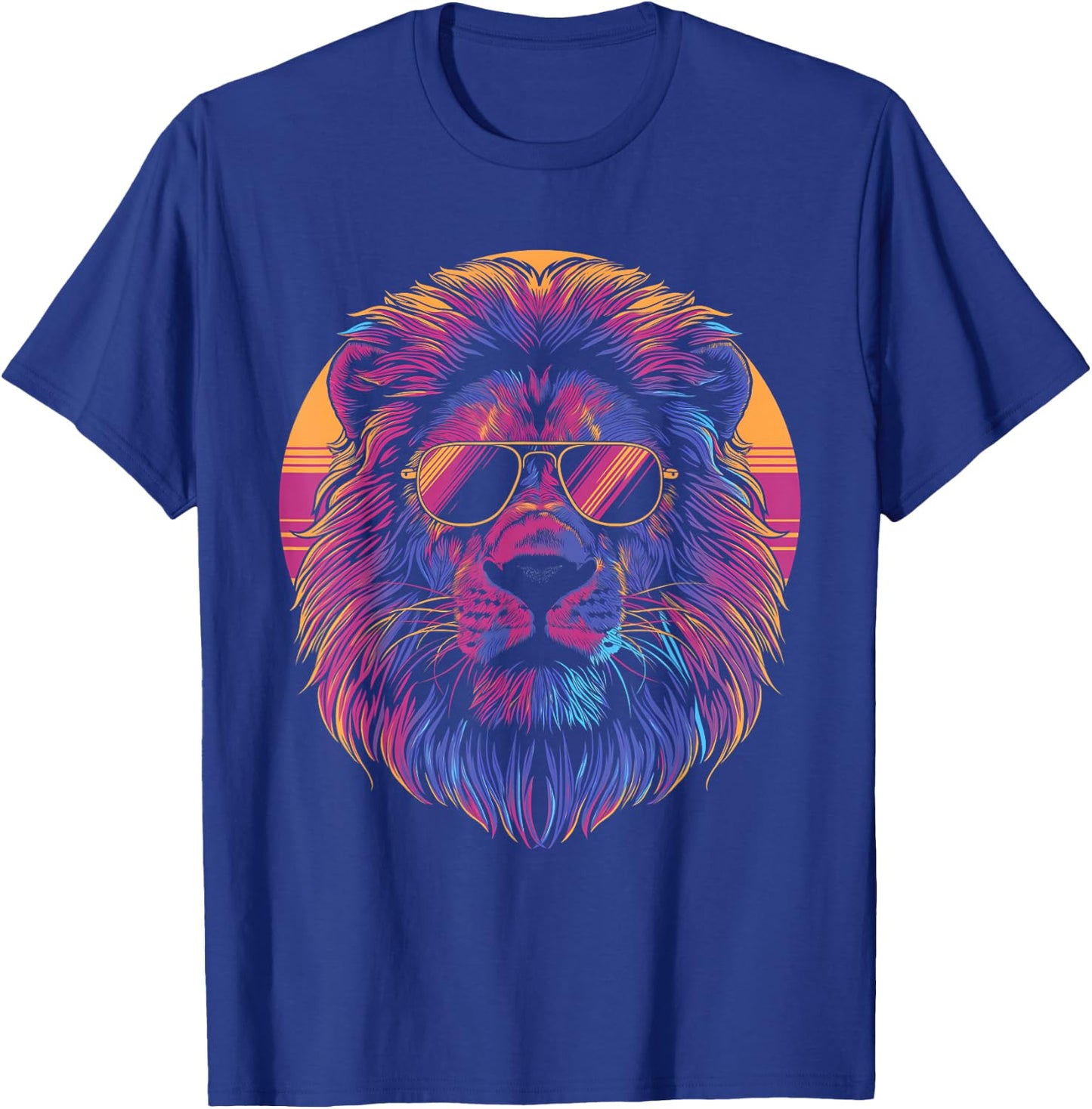 Lion Vaporwave Aesthetic Vintage Synthwave 80s 90s Retro T-Shirt - T-Shirt | Royal