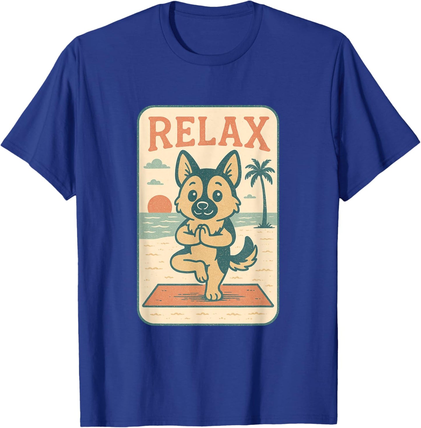 German Shepherd Relax Yoga Funny Relaxing Dog T-Shirt - T-Shirt | Royal