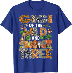 Gigi Of The Wild Three Zoo Birthday Safari Jungle T-Shirt - T-Shirt | Royal