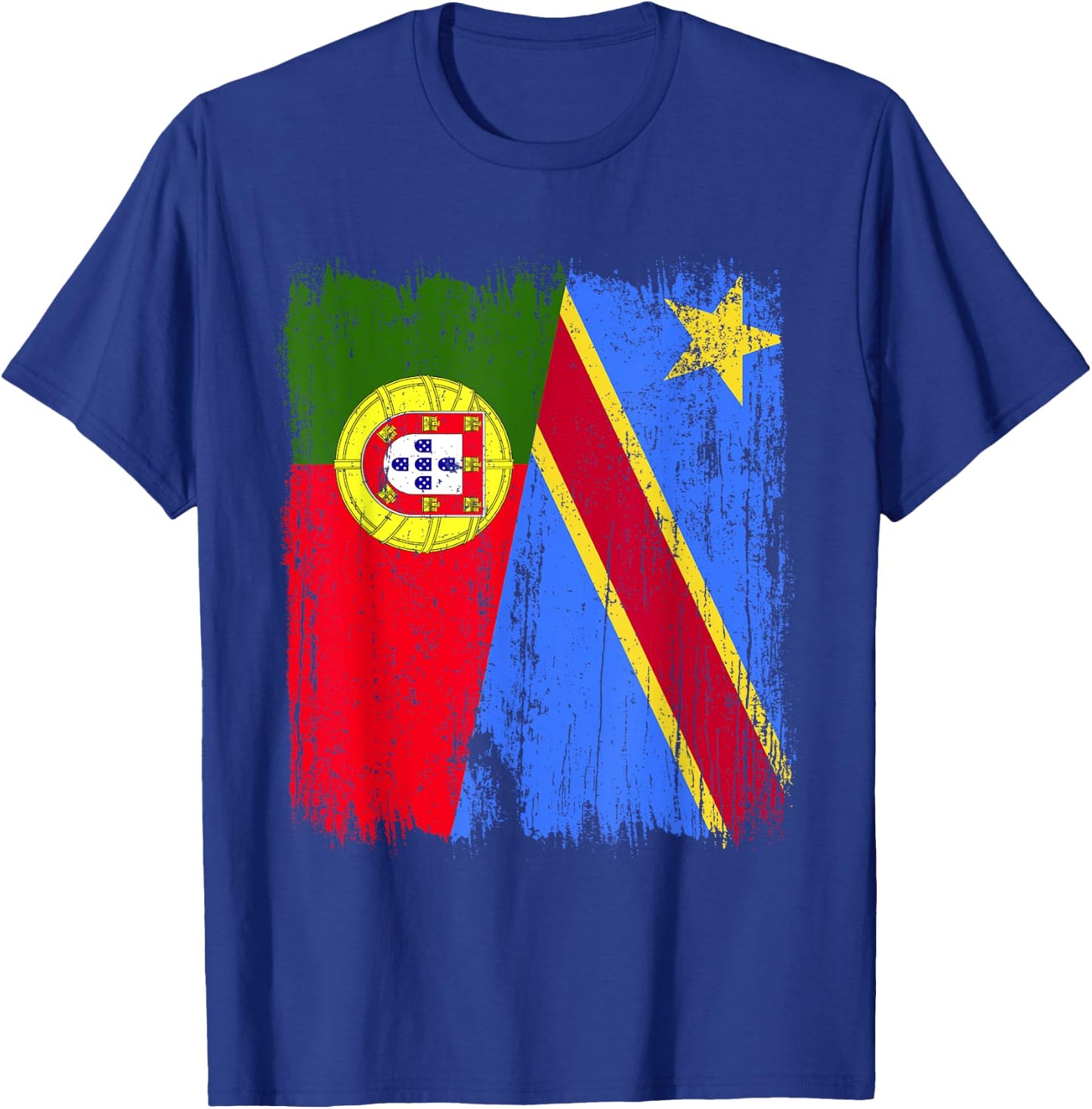 Portugal Congo Half Flag Portuguese Congolese Pride Jersey T-Shirt - T-Shirt | Royal