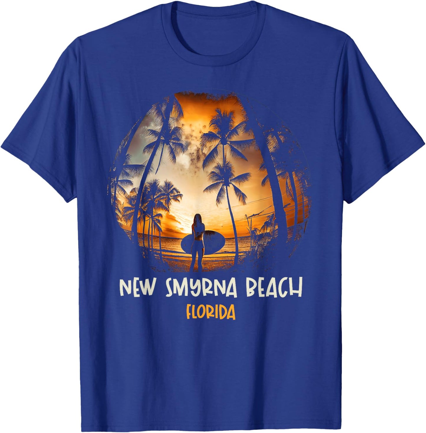 New Smyrna Beach Florida Surfing Surfboard T-Shirt - T-Shirt | Royal