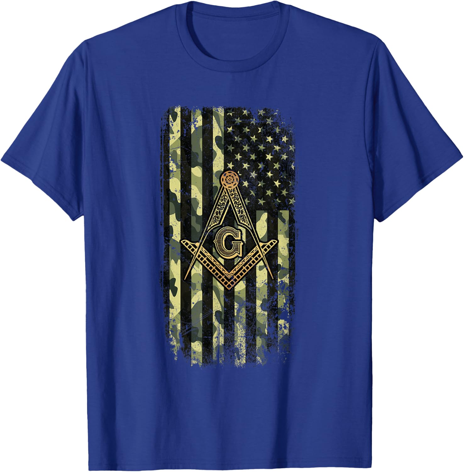 Masonic Camo American Flag - Freemason T-Shirt - T-Shirt | Royal