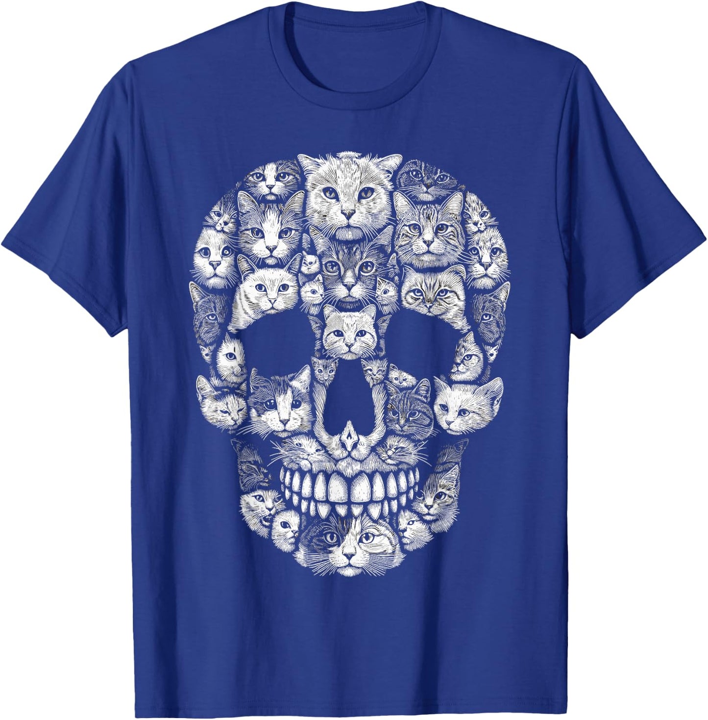 Cat Skull Kitty Skeleton Halloween Costume Cat Women Kids T-Shirt - T-Shirt | Royal
