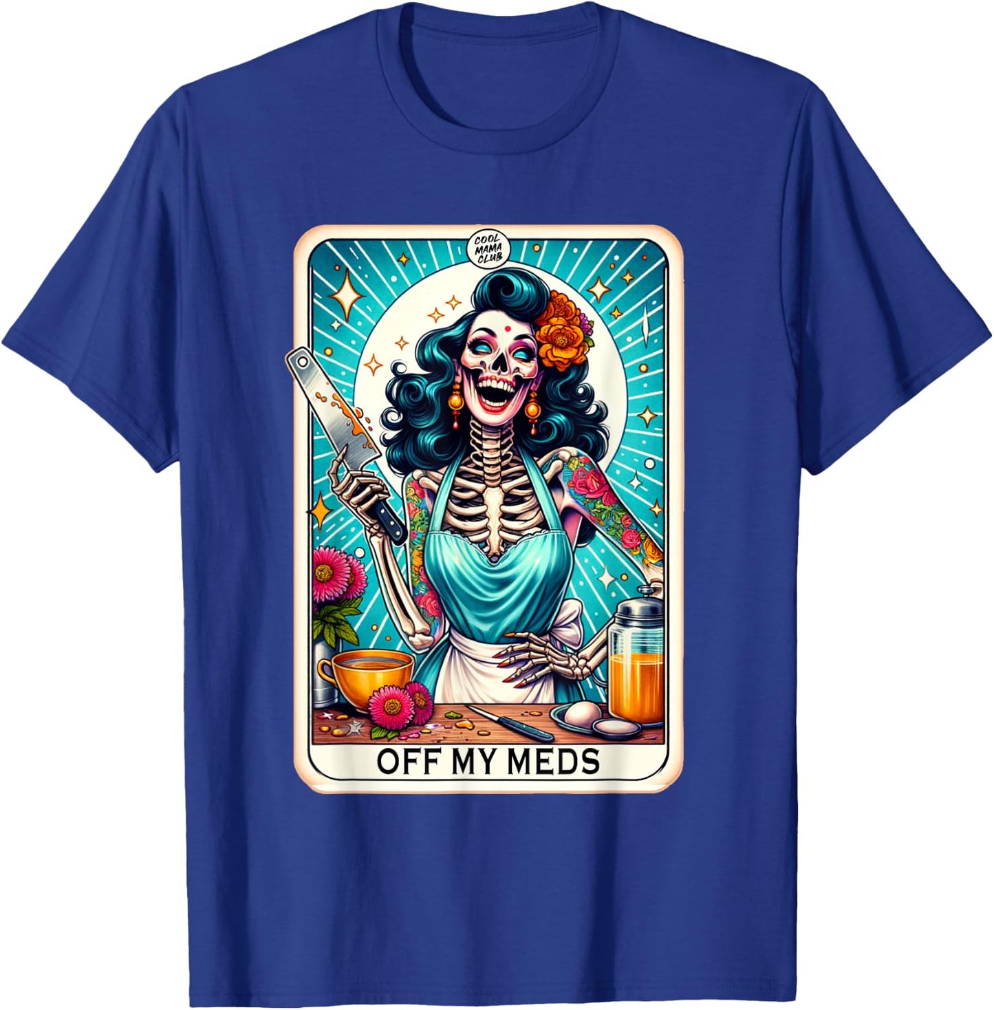 Cool Mama Club Tarot Card Skeleton Halloween T-Shirt - T-Shirt | Royal